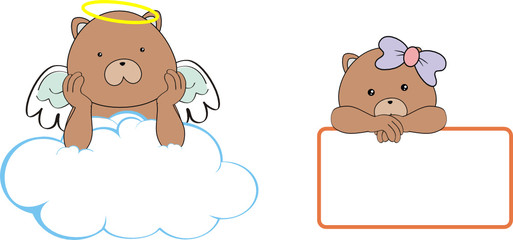 teddy bear angel cartoon copysapce