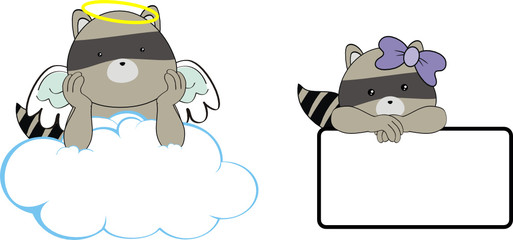 raccoon angel cartoon copyspace