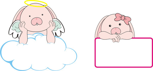 bunny angel cartoon copyspace