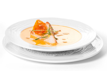 Delicious vegetable soup with bread sauce.