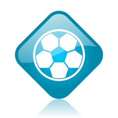 Obraz premium soccer blue square glossy web icon