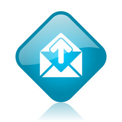 mail blue square glossy web icon