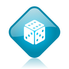 dice blue square glossy web icon