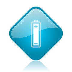battery blue square glossy web icon