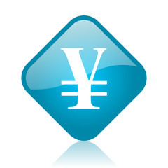 Obraz premium yen blue square glossy web icon