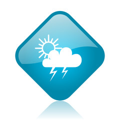 weather forecast blue square glossy web icon