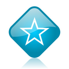 star blue square glossy web icon