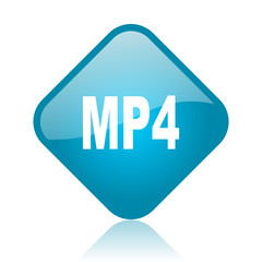 mp4 blue square glossy web icon