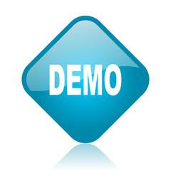demo blue square glossy web icon