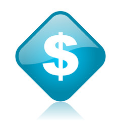 Obraz premium us dollar blue square glossy web icon