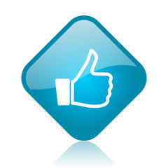 thumb up blue square glossy web icon
