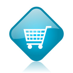 shopping cart blue square glossy web icon