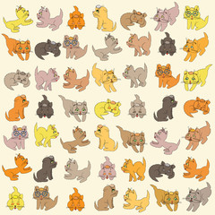 Set Of Kittens. Editable Vector Illustration