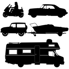 Transportation icons collection - vector silhouette