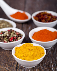 Spices Curry, Peppers Mix and paprika