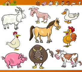 Fototapeta premium farm animals set cartoon illustration