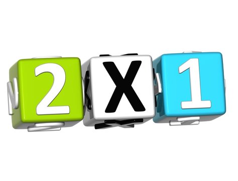 3D Two For One Button Click Here Block Text