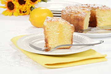 lemon coffee cake with a fork