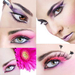 Fototapeta premium Set di occhi truccati con volto femminile