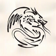 Chinese Calligraphy of Dragon, vector Eps10 illustration.