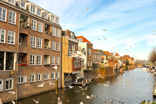 Home on the city channel in Gorinchem. Netherlands