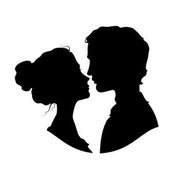Silhouettes of loving couple