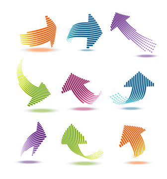 Arrows with lines vector illustration set