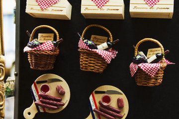 Wicker baskets at a market stall, Paris, France