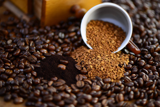 Kaffee, Bohnen, L&ouml;slich