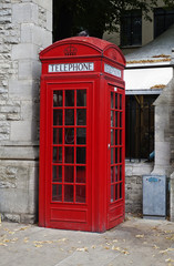 Fototapeta na wymiar Telephone booth on a street, Oxford, Oxfordshire, England
