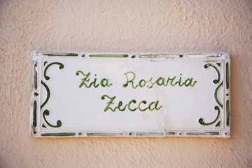 Close-up of a sign board, Ponza, Province Of Latina, Lazio, Italy