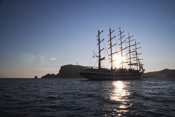 Clipper ship in a sea, Ponza, Tyrrhenian Sea, Province Of Latina, Lazio, Italy