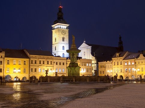 Czech Budejovice at night