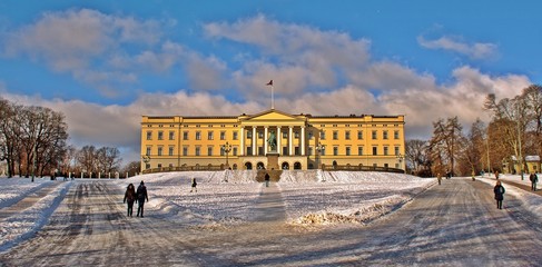 Königliches Schloss in Oslo - obrazy, fototapety, plakaty