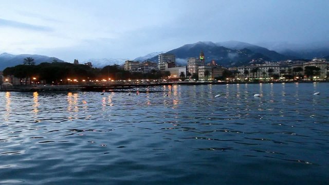 Rapallo blue hour in winter time