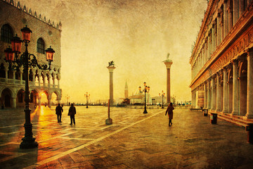 nostalgische Ansicht vom Markusplatz in Venedig
