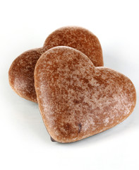 Chocolate cookies in form of heart isolated on white