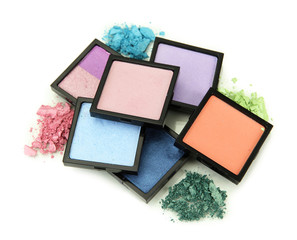 Beautiful bright eye shadows isolated on white