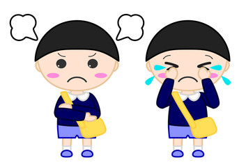 制服男児　泣く　怒る