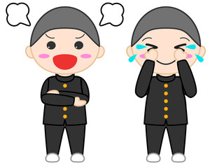 制服男性　泣く　怒る