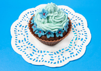 cupcake with a blue cream