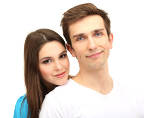 Loving couple isolated on white