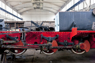 Naklejka premium steam locomotive in depot, Banovici, Bosnia and Hercegovina