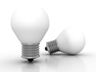 Two light bulbs on white background