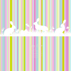 Easter Card Meadow Bunny Stripes