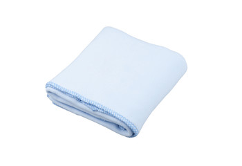 blue fleece blanket for baby on white background