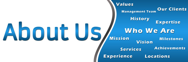 About Us - Heading and Keywords - Blue Banner