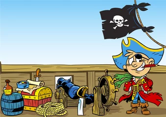 Cercles muraux Pirates drôle de jeune pirate