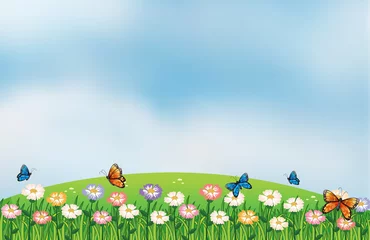 Foto op Plexiglas Vlinders in de tuin op de top van de heuvels © GraphicsRF