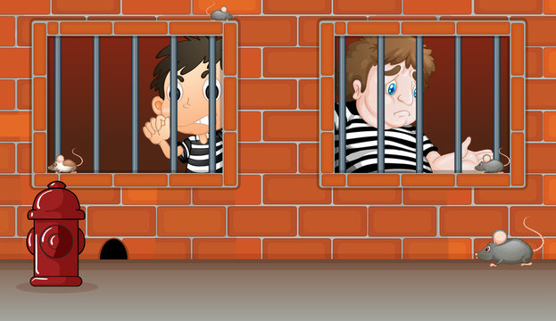 Two boys inside the jail